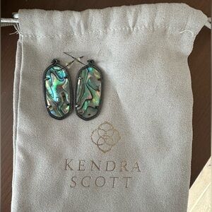 Abalone/Gunmetal Kendra Scott Elle earrings & dustbag